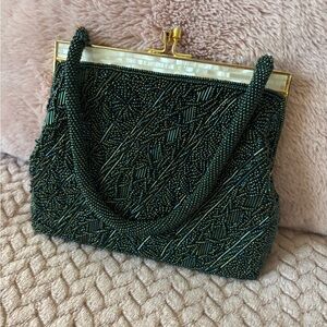 Elegant Green Beaded Women's Clutch
